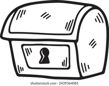 Hand Drawn vintage postal box in flat style isolated on background