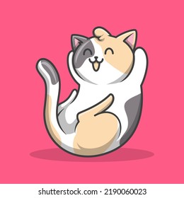 Hand drawn vintage retro cute adorable cat cartoon illustration