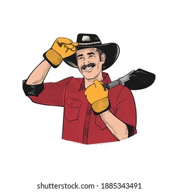 Vector retro de cosecha de mano dibujado de vectores de sonriente