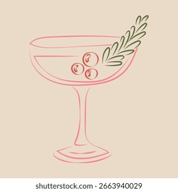 Handgezeichnete Vintage Retro Vektor Cocktail Illustration. Handgezeichnetes Getränk-Clipart. Illustration zum Feierabendgetränk