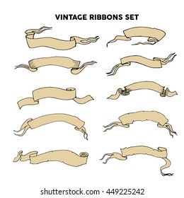 Hand drawn vintage ribbons