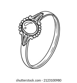 Anillo ventilado dibujado a mano aislado en blanco. Ilustración vectorial.