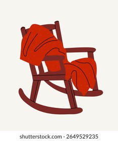 Hand drawn vintage rocking chair. Vector Christmas wooden chair illustration on white background. Perfect for scrapbooking, greeting card, party invitation stickers