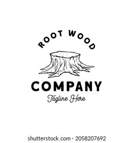 Hand Drawn Vintage Root Wood logo design inspiration