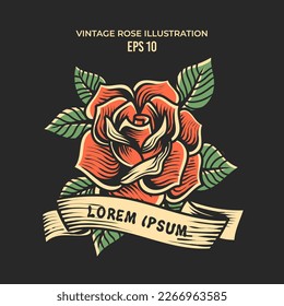 hand drawn vintage roses illustration