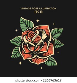 hand drawn vintage roses illustration