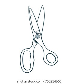 
Hand drawn vintage scissors vector illustration. 