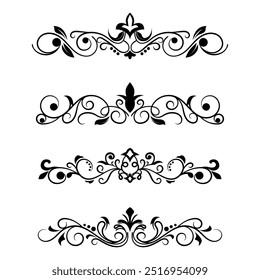 Hand drawn vintage scroll leaf branch ornament collection