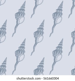 Hand drawn vintage sea shell pattern