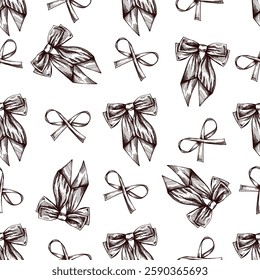 Hand drawn vintage seamless pattern with decorative bows