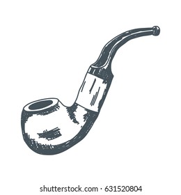 Hand drawn vintage Smoking pipe. Sketch style. Vector illustration. T-shirt print. Poster. Logo.