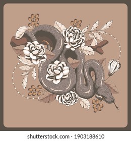 fondo de serpiente vintage dibujado a mano