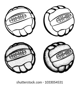 Hand drawn vintage soccer ball illustrations set.
Different view football ball isolated vector.