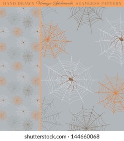 Hand Drawn Vintage Spiderweb Seamless Pattern