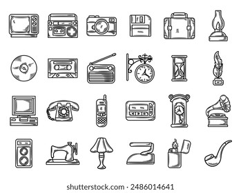 Hand Drawn Vintage Stuff No Color Set