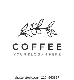 Hand drawn vintage style arabica coffee cup and coffee plant logo.Logo for business, cafe, restaurant, badge and coffee shop.