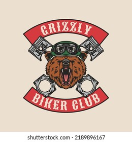 Hand Drawn Vintage style of mascot Motorcycle and garage logo badge