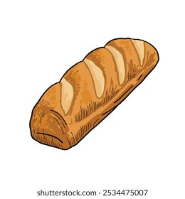 Hand Drawn vintage Style Vector Bread Drawing Isolated on White Background. retro vector illustration of vegetable. Bread design element.