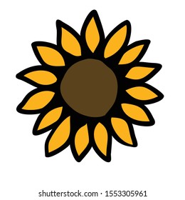 hand drawn vintage sun flower  