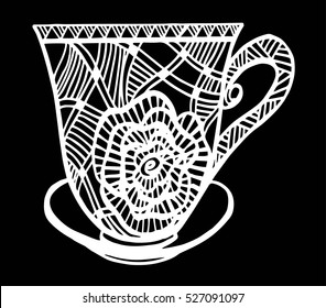 Hand drawn vintage tea cup icon - vector 