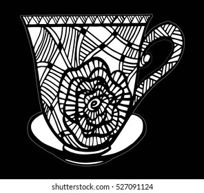 Hand drawn vintage tea cup icon - vector 
