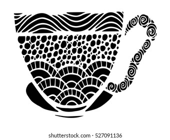 Hand drawn vintage tea cup icon - vector 