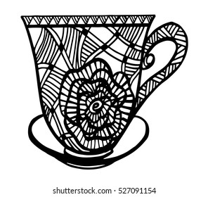 Hand drawn vintage tea cup icon - vector 