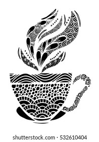 Hand drawn vintage tea cup icon - vector