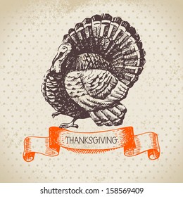 Hand Drawn Vintage Thanksgiving Day Background