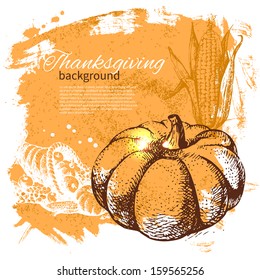 Hand drawn vintage Thanksgiving Day background