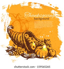 Hand drawn vintage Thanksgiving Day background