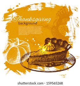 Hand drawn vintage Thanksgiving Day background