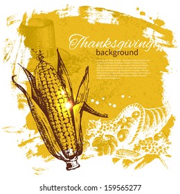 Hand drawn vintage Thanksgiving Day background