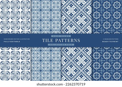 colección de patrones de mosaico vintage dibujados a mano 5