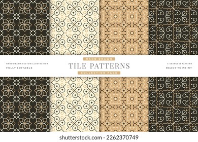 hand drawn vintage tile patterns collection 6