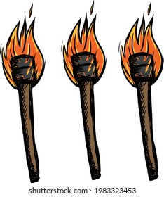 hand drawn vintage of torch vector illustration icon