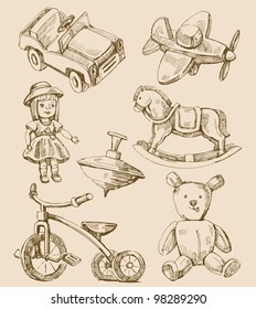 Hand Drawn Vintage Toys Collection