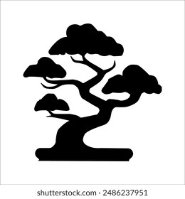 Hand drawn vintage tree logo design illustration, vintage Bonsai logo.