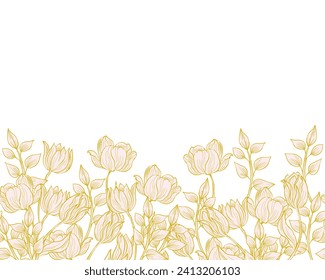 Hand Drawn Vintage Tulip Flower Background