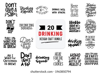 Hand drawn vintage typography collection isolated on white background.