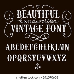 Hand drawn vintage vector ABC letters .Nice font for your design. 