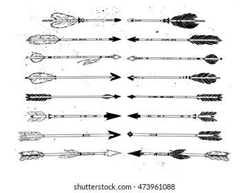 Hand drawn vintage vector illustration - Collection of decorative arrows. Tribal design elements. Perfect for invitations, greeting cards, quotes, blogs, posters and more.