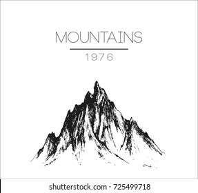 hand drawn vintage vector logo with mountains