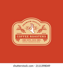 Hand Drawn Vintage Vector Manual Brew Coffee Shop Logo Badge