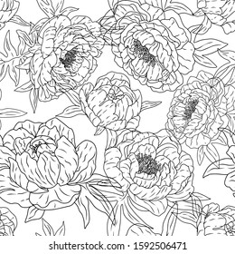 Vector Floral Seamless Pattern Black White Stock Vector (Royalty Free ...