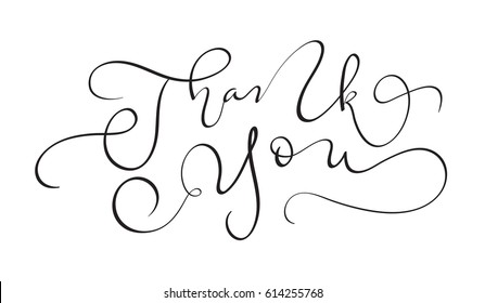 Hand drawn vintage Vector text Thank you on white background. Calligraphy lettering illustration EPS10
