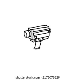 Hand drawn Vintage Video Camera icon, simple doodle icon