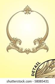 Hand drawn vintage vignette. Decorative contour element for design on a gradient background. Semi-antique ornament.
