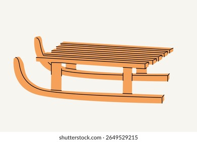 Hand drawn vintage winter sled. Vector Christmas sleigh illustration on white background. Perfect for scrapbooking, greeting card, party invitation stickers