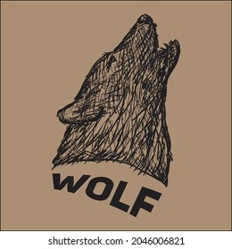 Hand drawn vintage wolf logo mascot, editable vector file for your logo, brand, or all of your graphic needs.